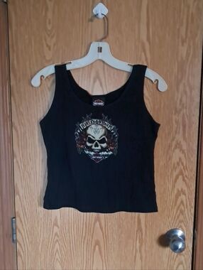 Ladies Harley Davidson Black Skull  Daytona Beach, FL Tank Top Sz. S